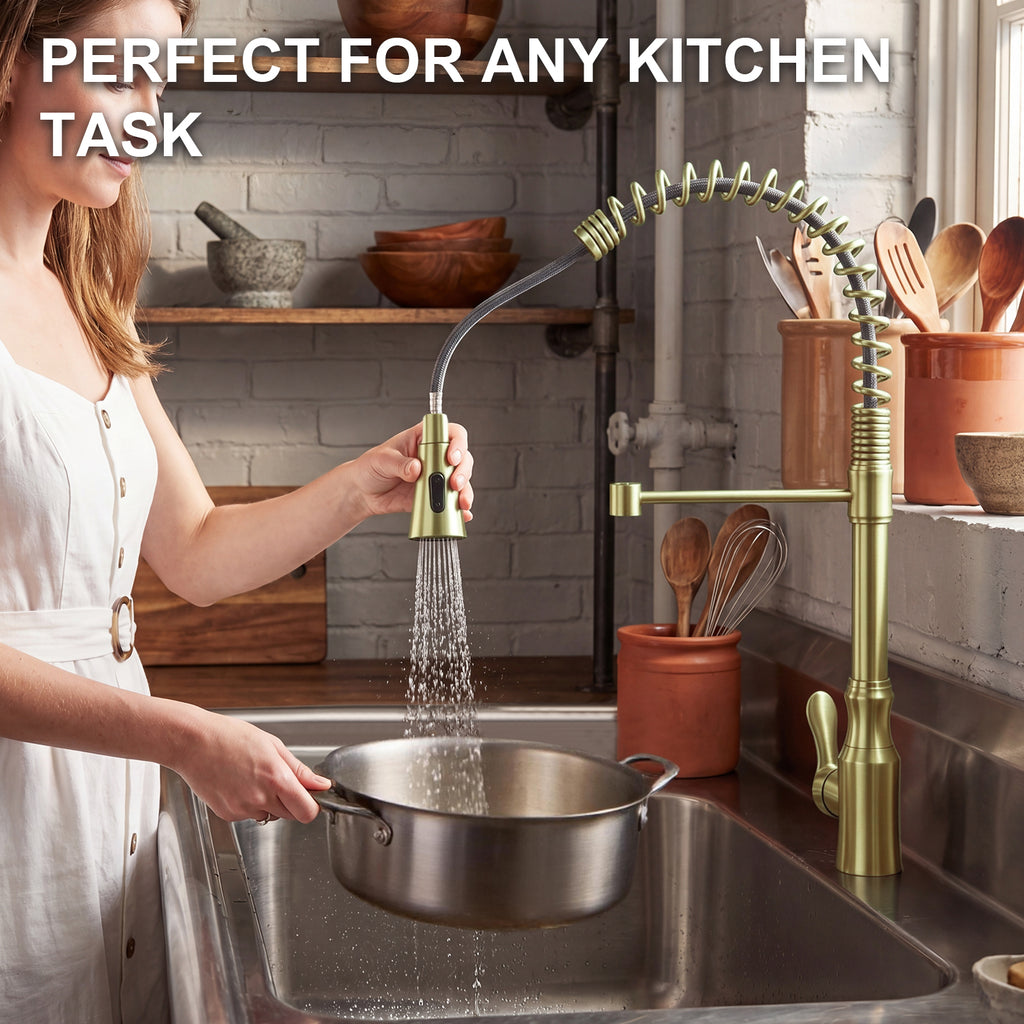 ijdd Commercial Pull Down Kitchen Faucet for Home Kitchens, Black