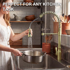ijdd Commercial Pull Down Kitchen Faucet for Home Kitchens, Black