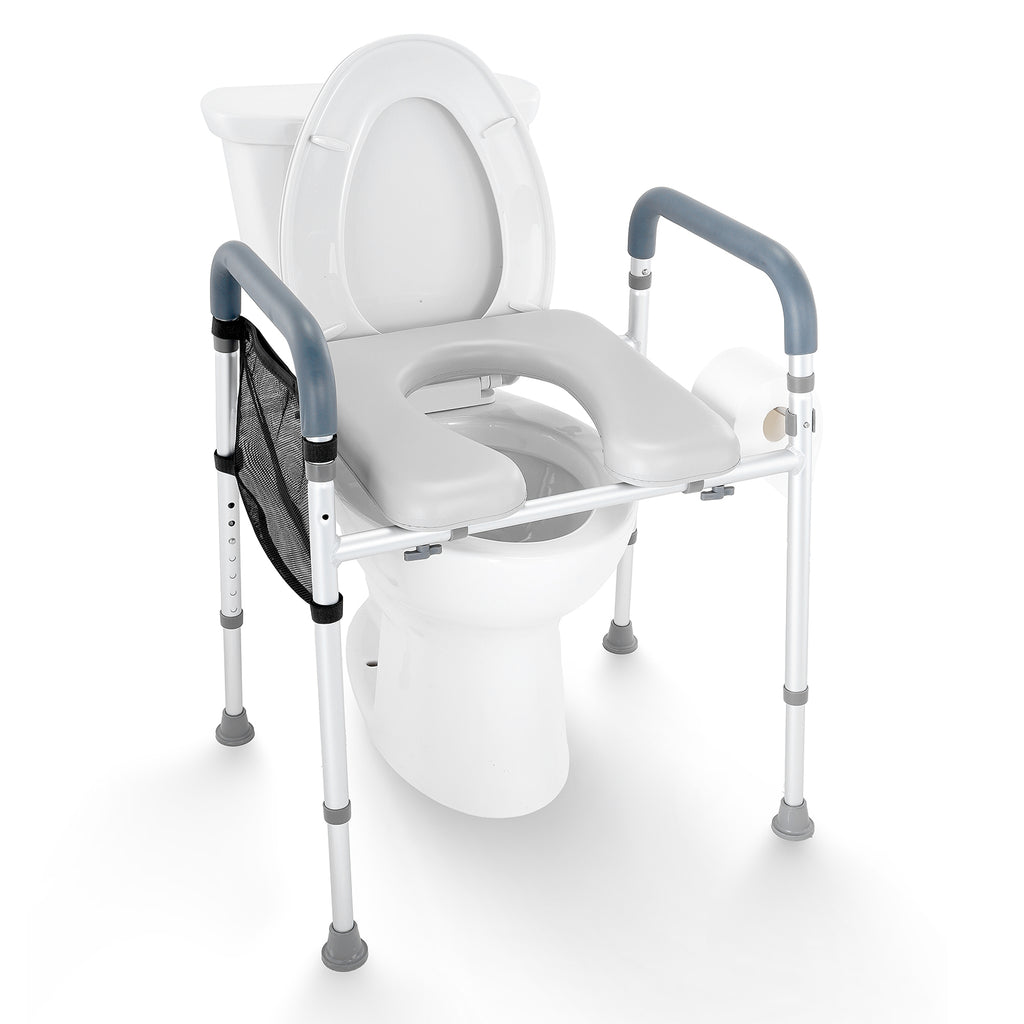 Adjustable 3-IN-1 Raised Toilet Seat with Padded Arms