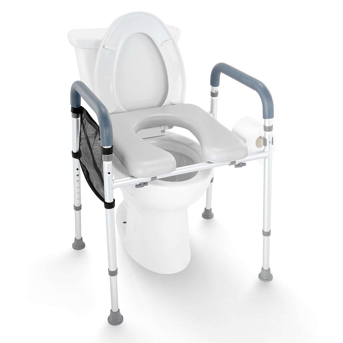 Adjustable 3-IN-1 Raised Toilet Seat with Padded Arms