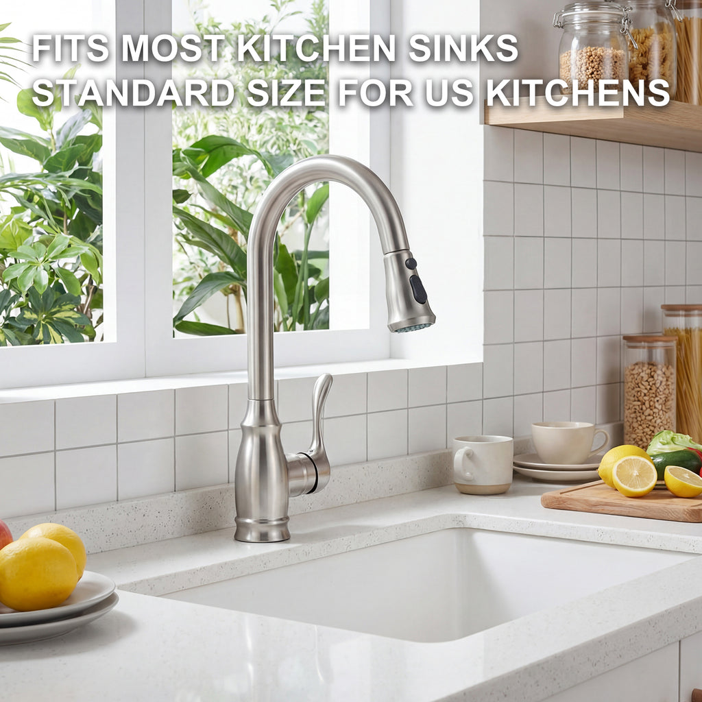 IJDD Pull Down Kitchen Faucet for Home Kitchens, Matte Black