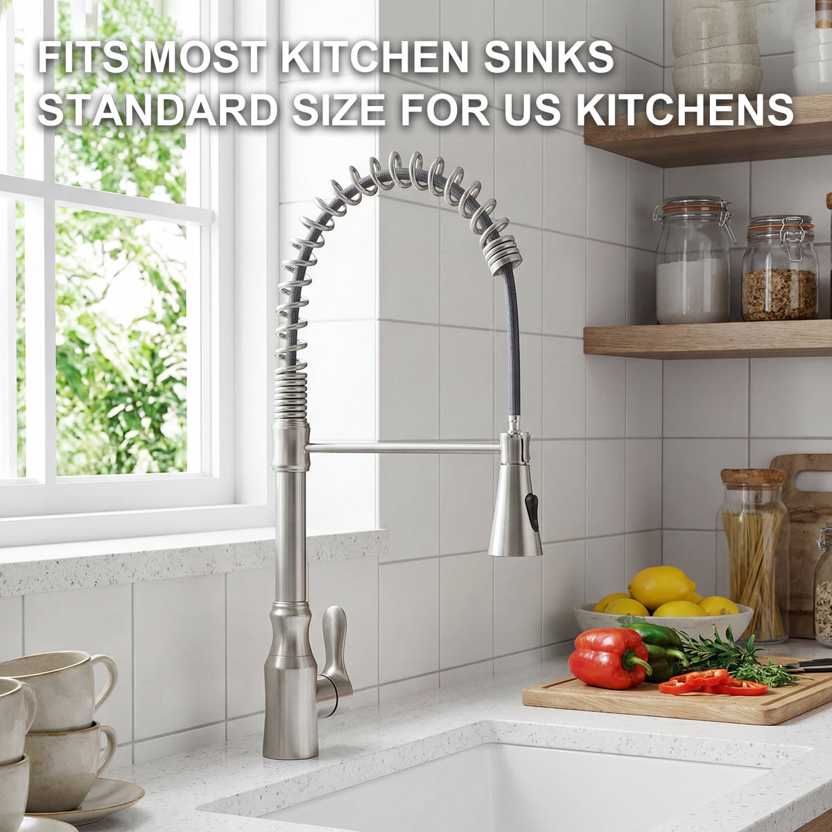 ijdd Commercial Pull Down Kitchen Faucet for Home Kitchens, Black
