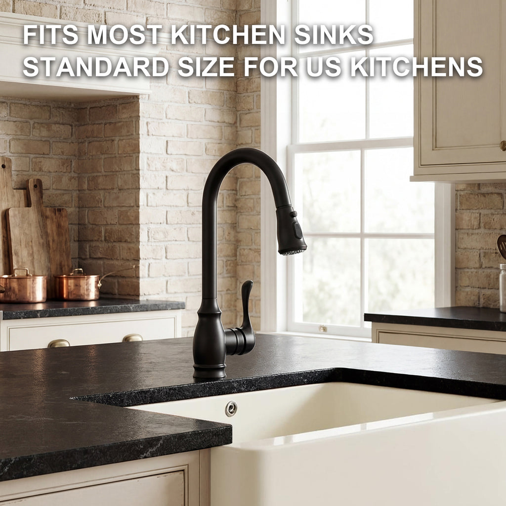 IJDD Pull Down Kitchen Faucet for Home Kitchens, Matte Black
