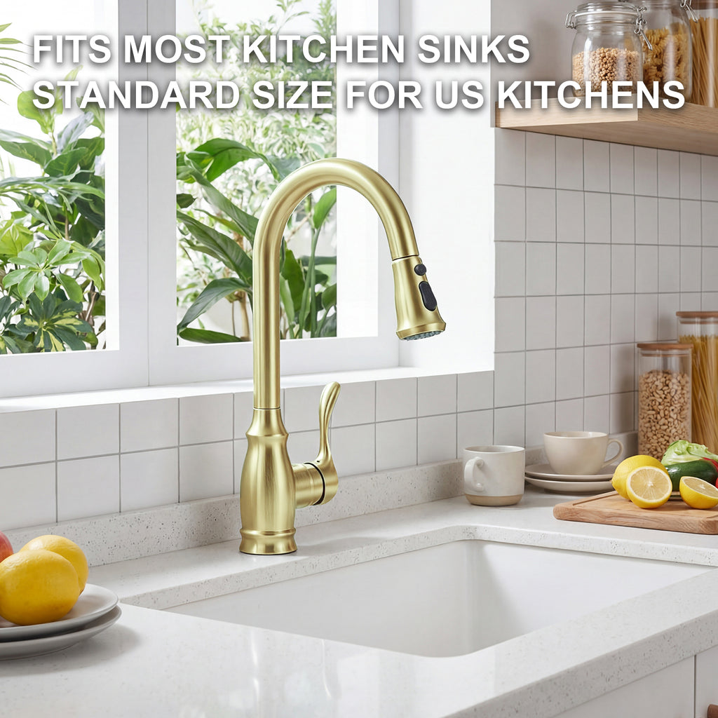 IJDD Pull Down Kitchen Faucet for Home Kitchens, Matte Black