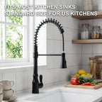 ijdd Commercial Pull Down Kitchen Faucet for Home Kitchens, Black