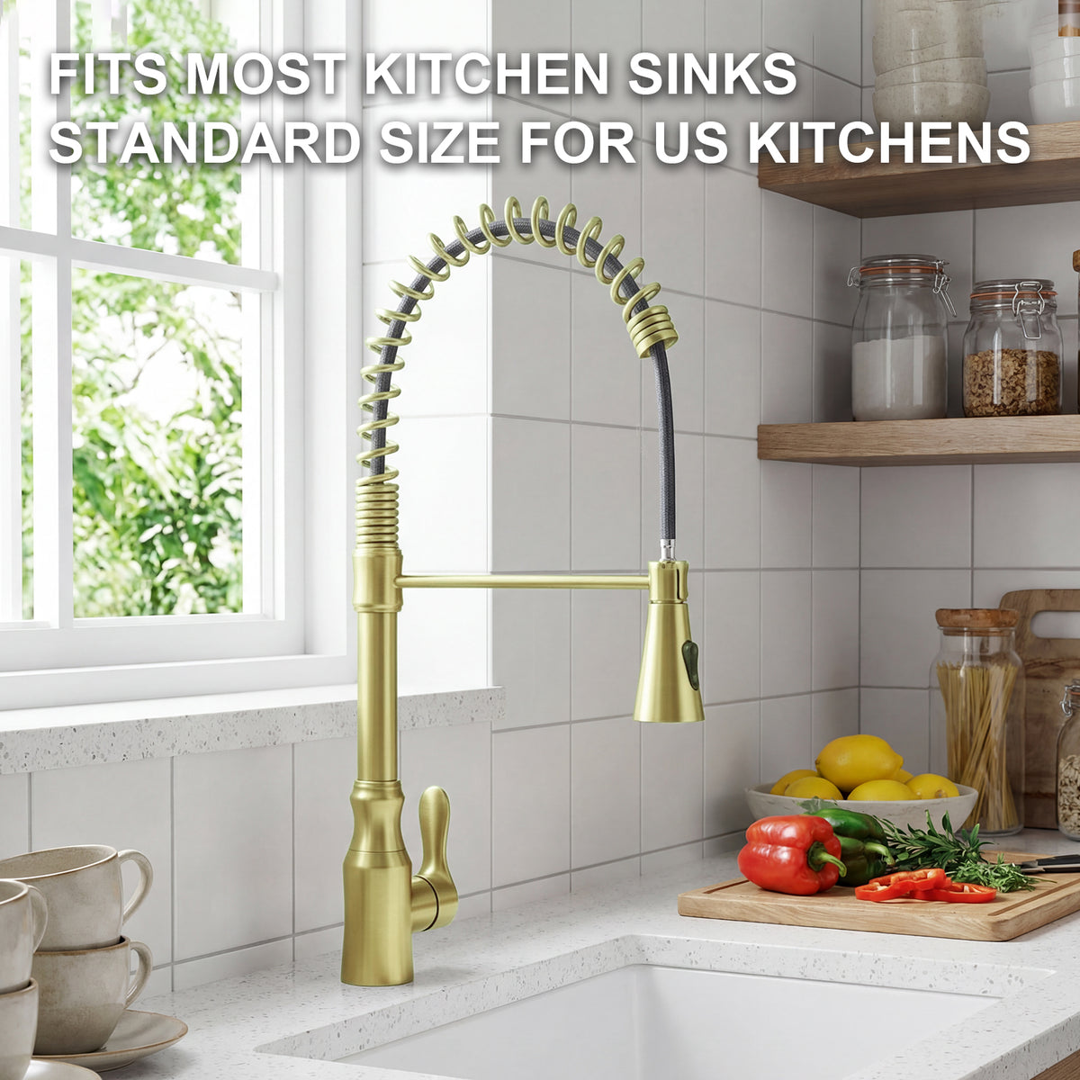 ijdd Commercial Pull Down Kitchen Faucet for Home Kitchens, Black
