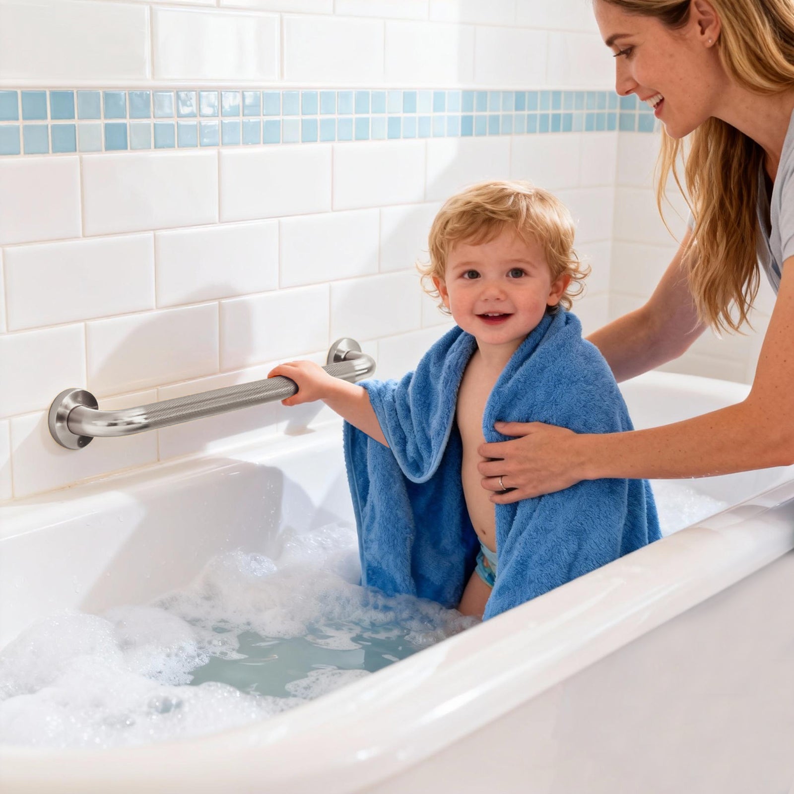 1.25'' Brushed Nickel Shower Grab Bars for Seniors