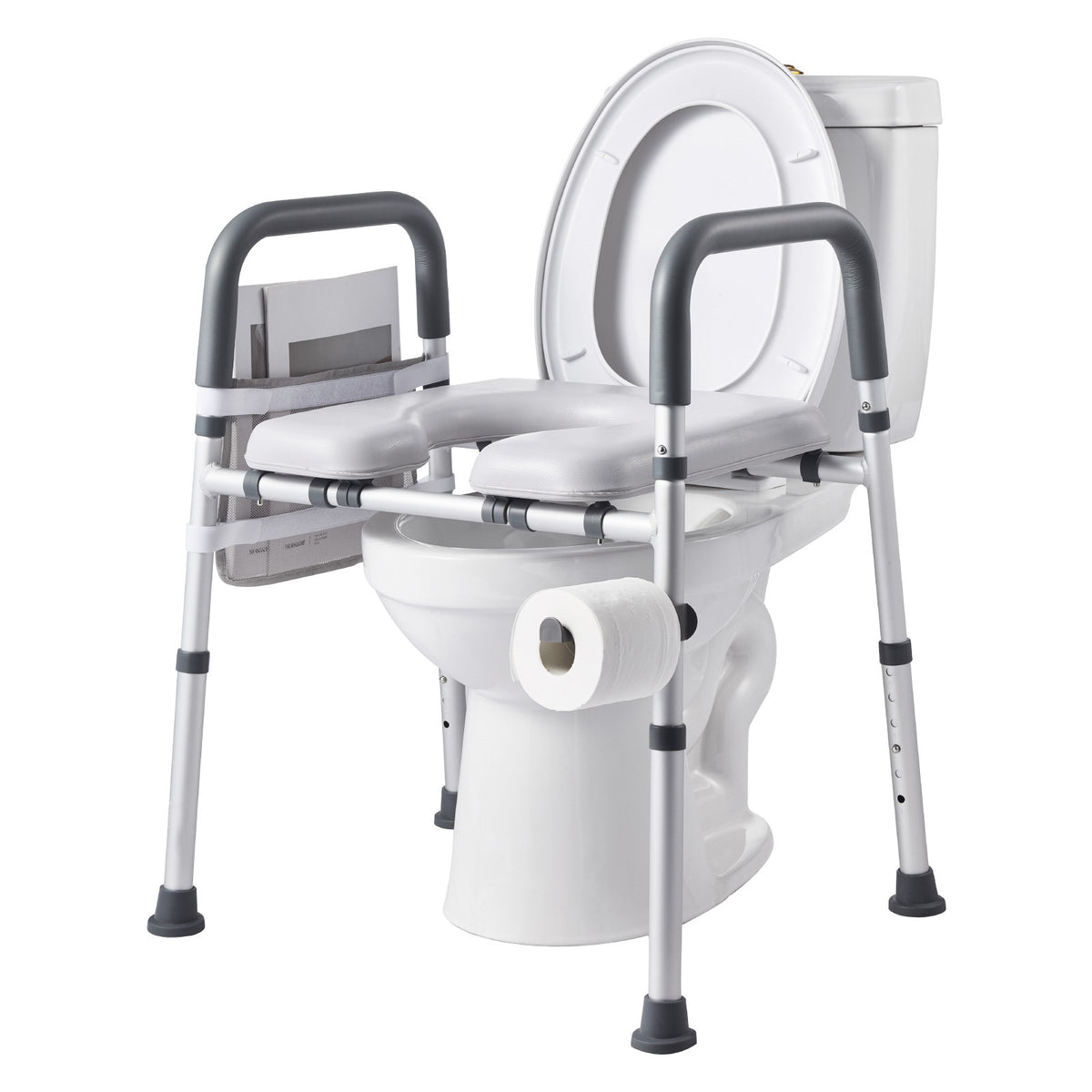 Adjustable 4-in-1 Toilet Safety Frame with Padded Seat
