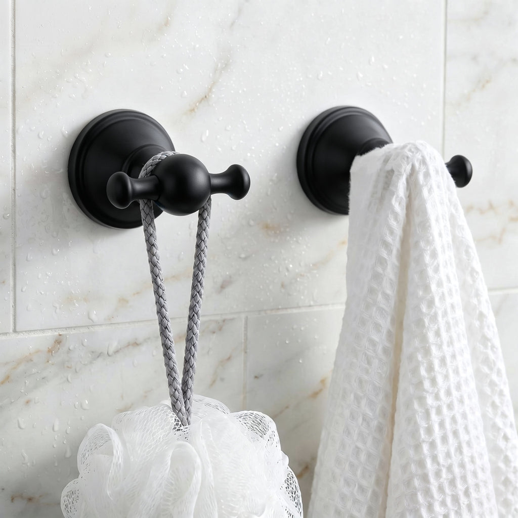 Double Robe Hook for Bathroom, Wall Mounted Towel Hook and Bathrobe Hook, Metal Bathroom Hooks