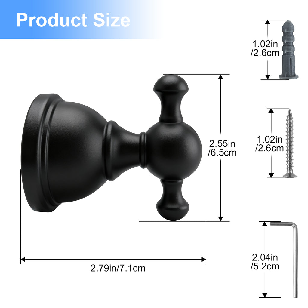 Double Robe Hook for Bathroom, Wall Mounted Towel Hook and Bathrobe Hook, Metal Bathroom Hooks