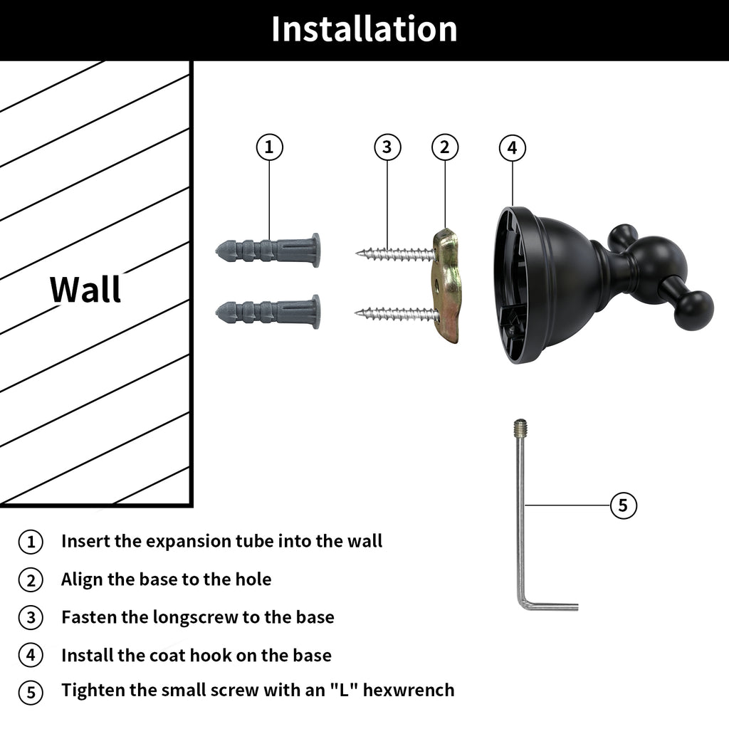 Double Robe Hook for Bathroom, Wall Mounted Towel Hook and Bathrobe Hook, Metal Bathroom Hooks