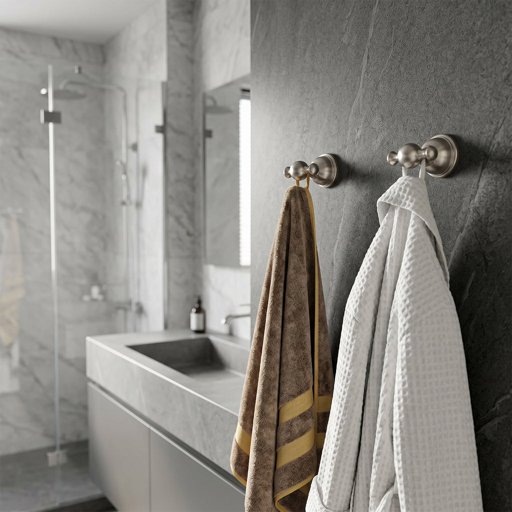 Double Robe Hook for Bathroom, Wall Mounted Towel Hook and Bathrobe Hook, Metal Bathroom Hooks