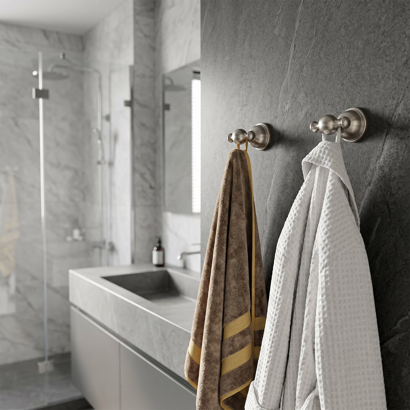 Double Robe Hook for Bathroom, Wall Mounted Towel Hook and Bathrobe Hook, Metal Bathroom Hooks