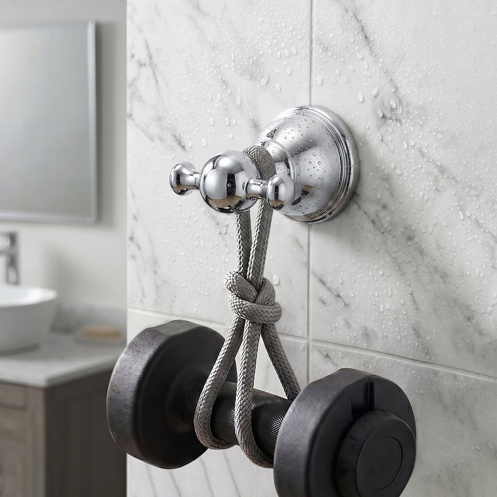 Double Robe Hook for Bathroom, Wall Mounted Towel Hook and Bathrobe Hook, Metal Bathroom Hooks