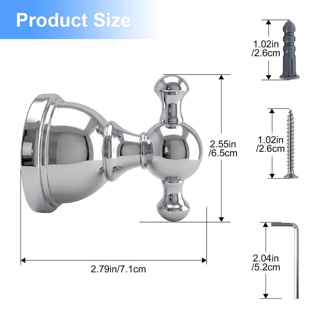 Double Robe Hook for Bathroom, Wall Mounted Towel Hook and Bathrobe Hook, Metal Bathroom Hooks