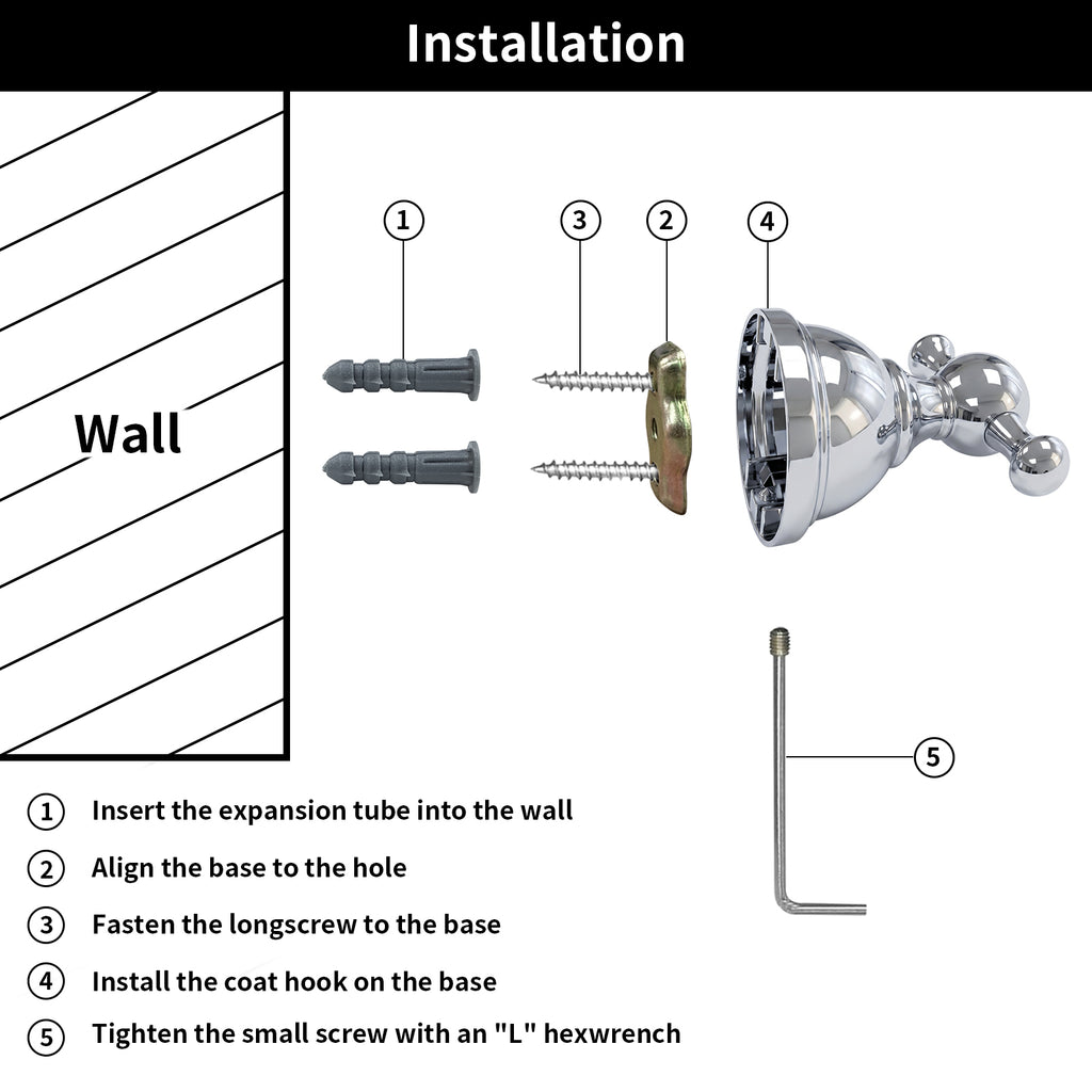 Double Robe Hook for Bathroom, Wall Mounted Towel Hook and Bathrobe Hook, Metal Bathroom Hooks