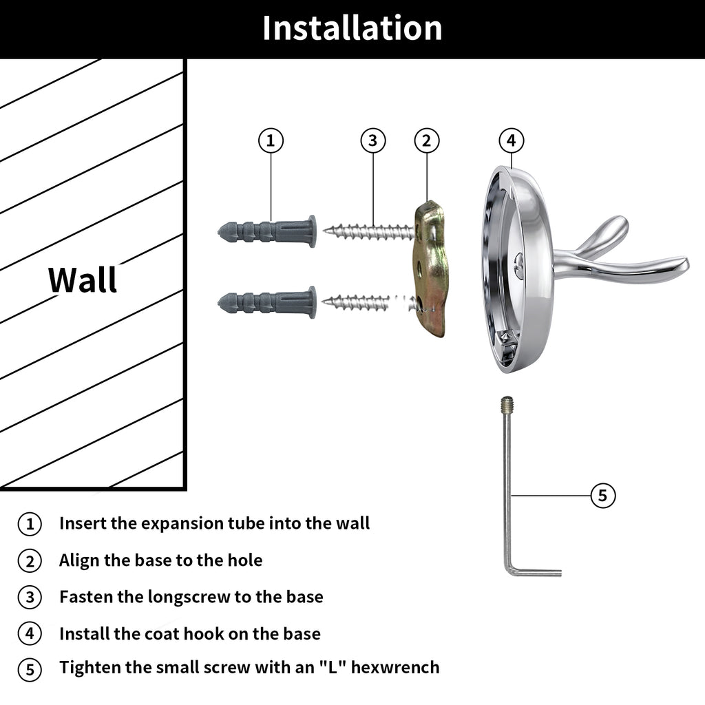 Single Robe Hook for Bathroom, Wall Mounted Towel Hook for Bath Towels and Bathrobes