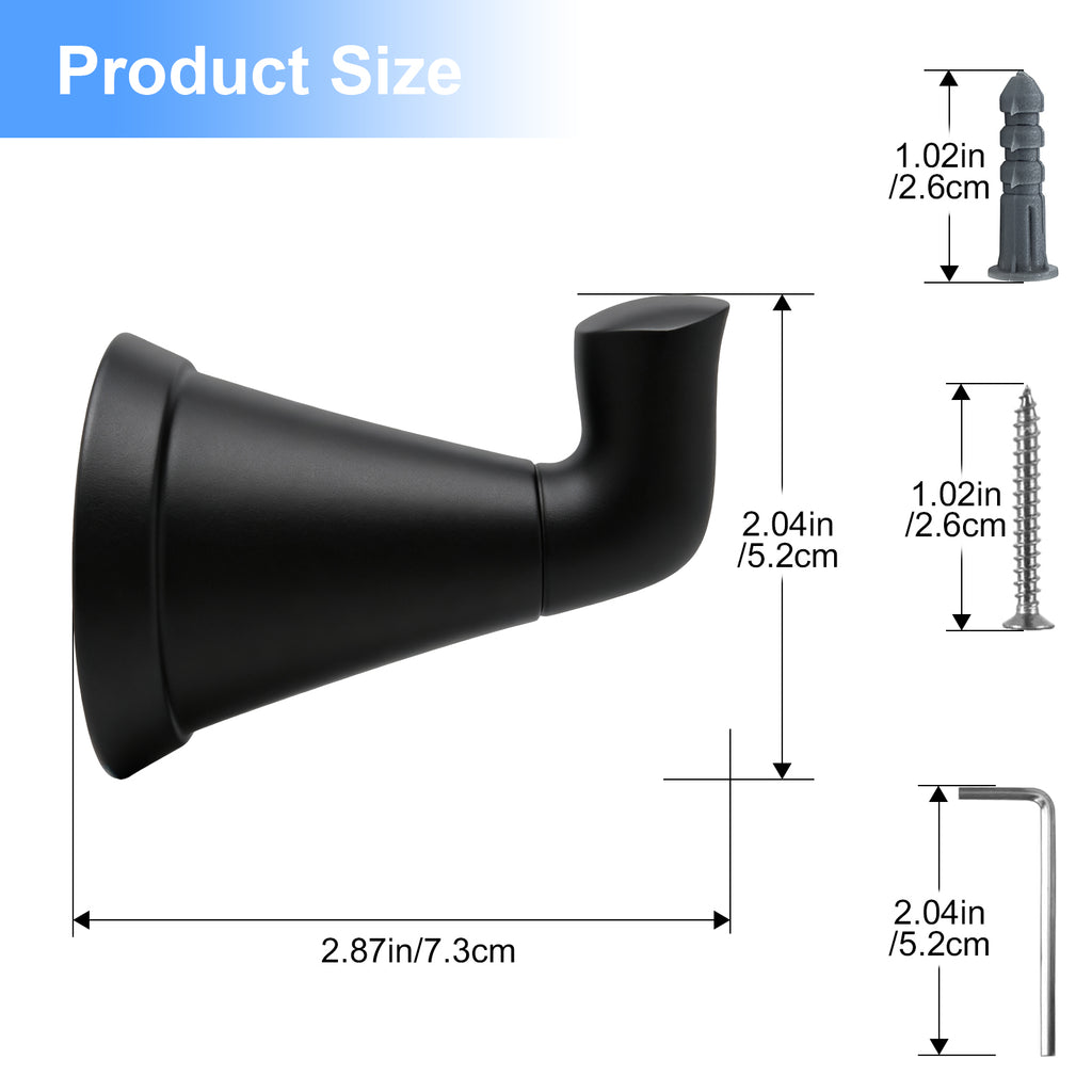 Heavy Duty Wall Hook, Wall Mounted Utility Hook for Bathroom Towels, Robes, Coats and Bags