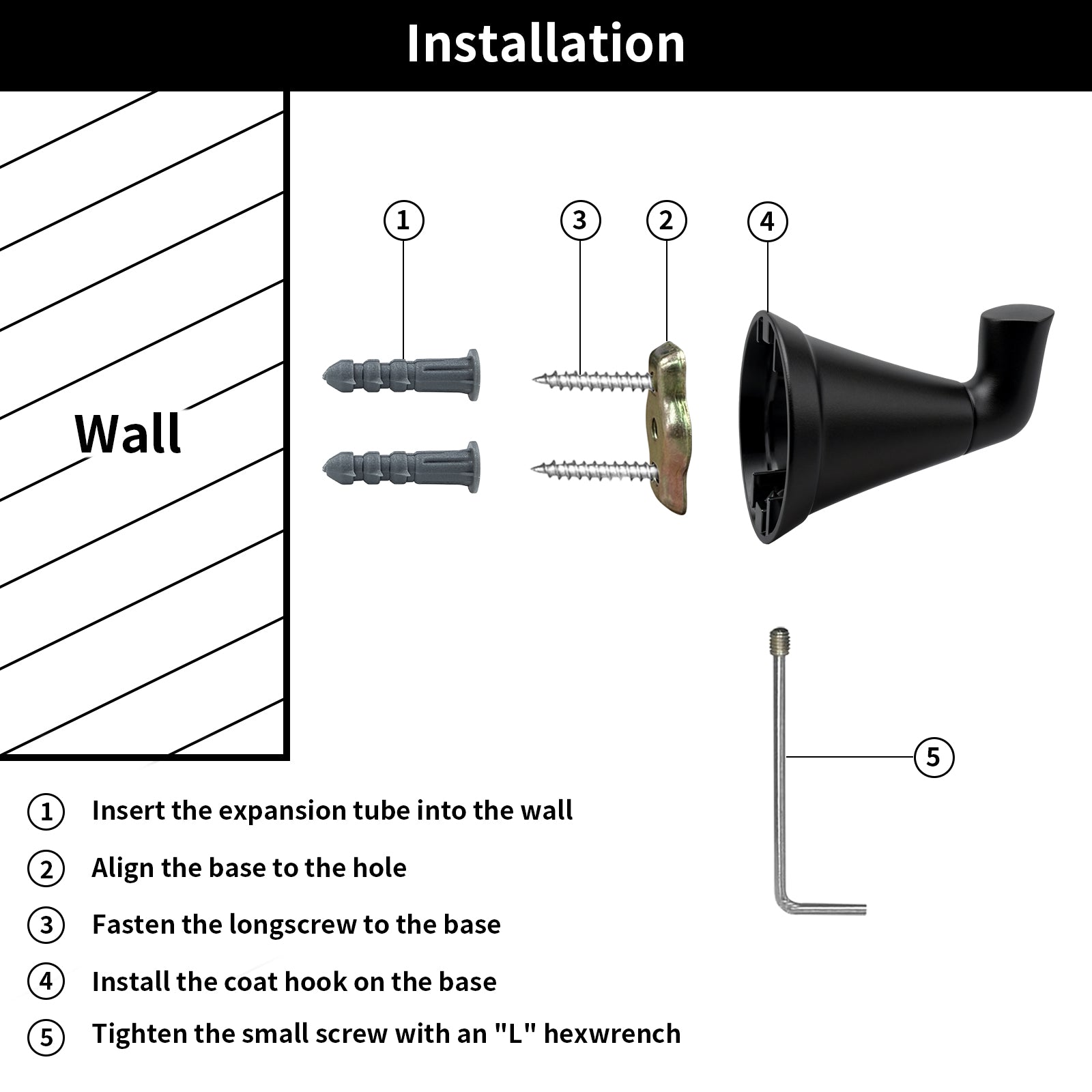 Heavy Duty Wall Hook, Wall Mounted Utility Hook for Bathroom Towels, Robes, Coats and Bags