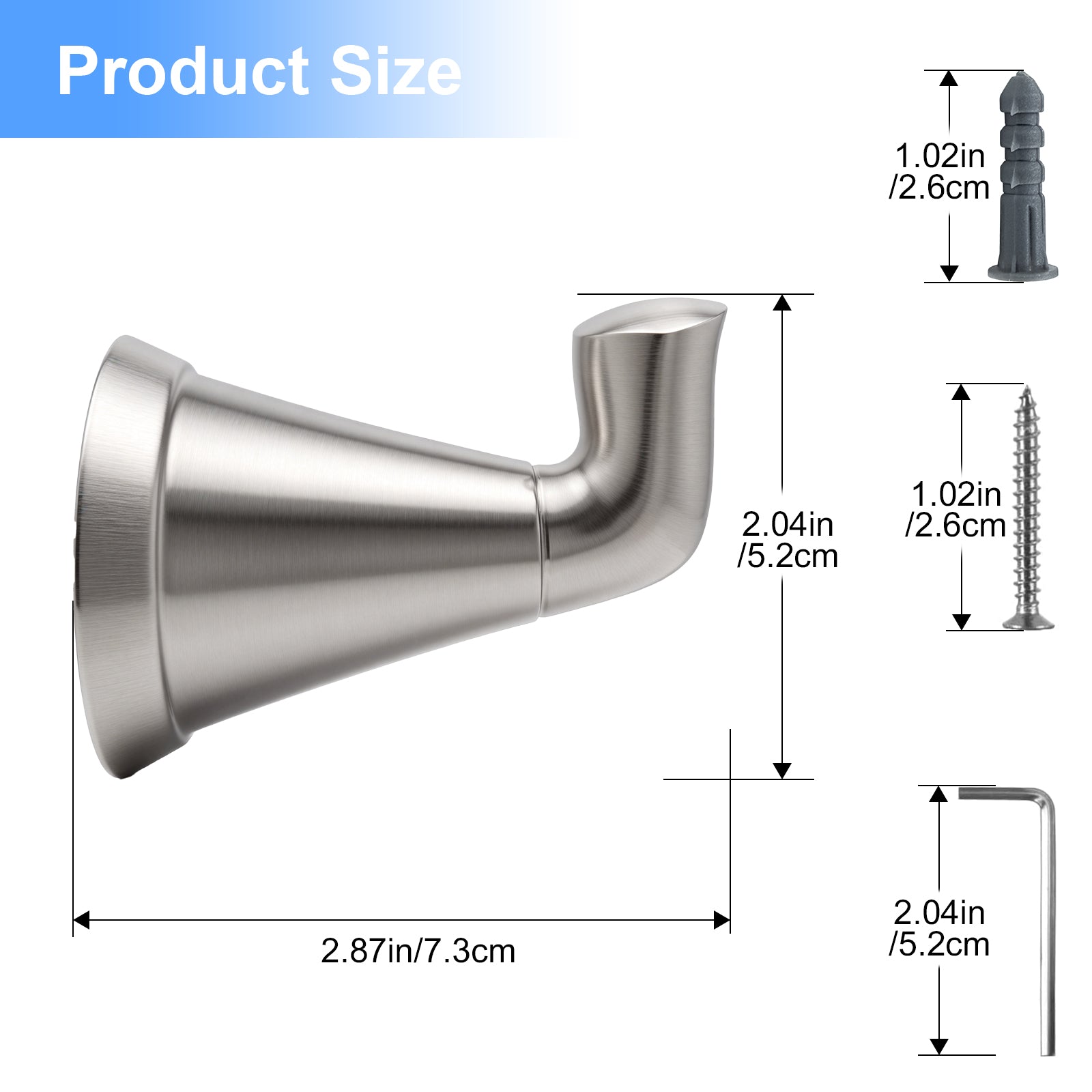 Heavy Duty Wall Hook, Wall Mounted Utility Hook for Bathroom Towels, Robes, Coats and Bags