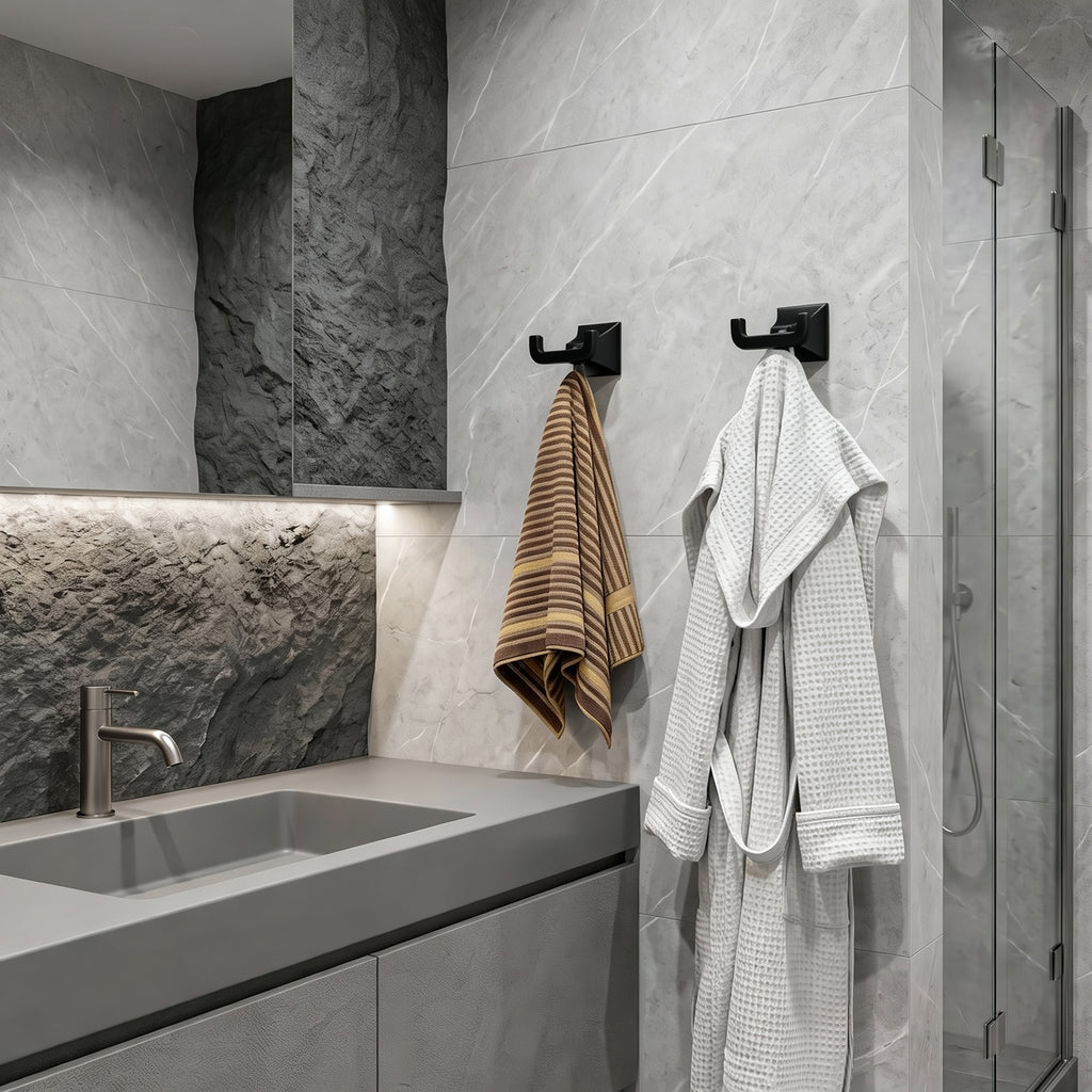 Bathroom Robe Hook, Contemporary Wall Mounted Towel Hook with Hidden Mounting Hardware