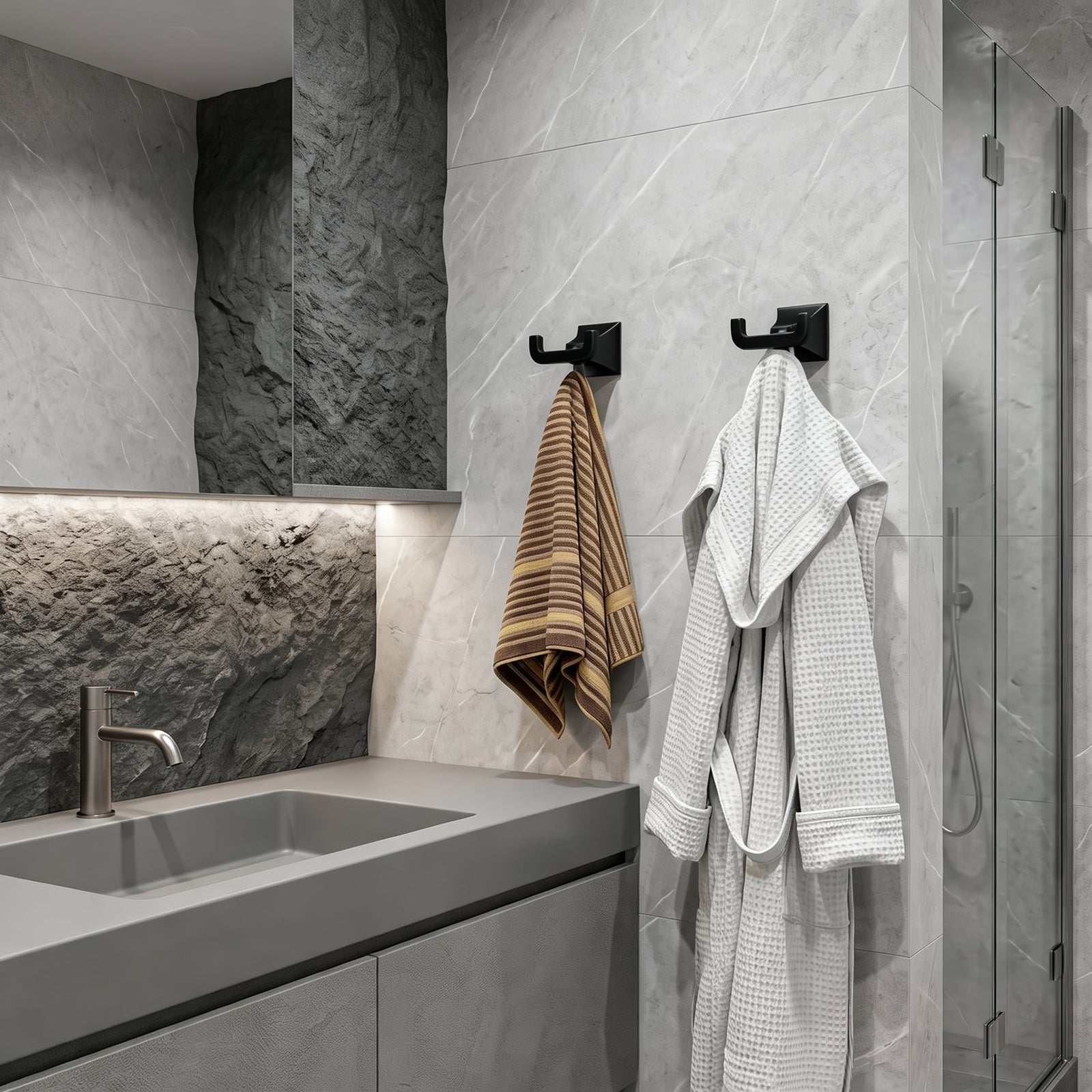Bathroom Robe Hook, Contemporary Wall Mounted Towel Hook with Hidden Mounting Hardware