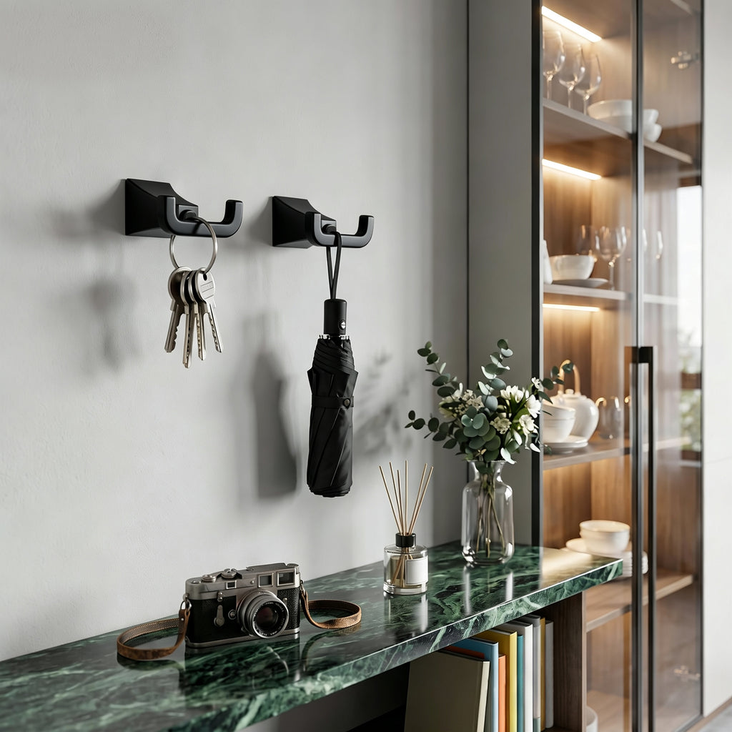 Bathroom Robe Hook, Contemporary Wall Mounted Towel Hook with Hidden Mounting Hardware