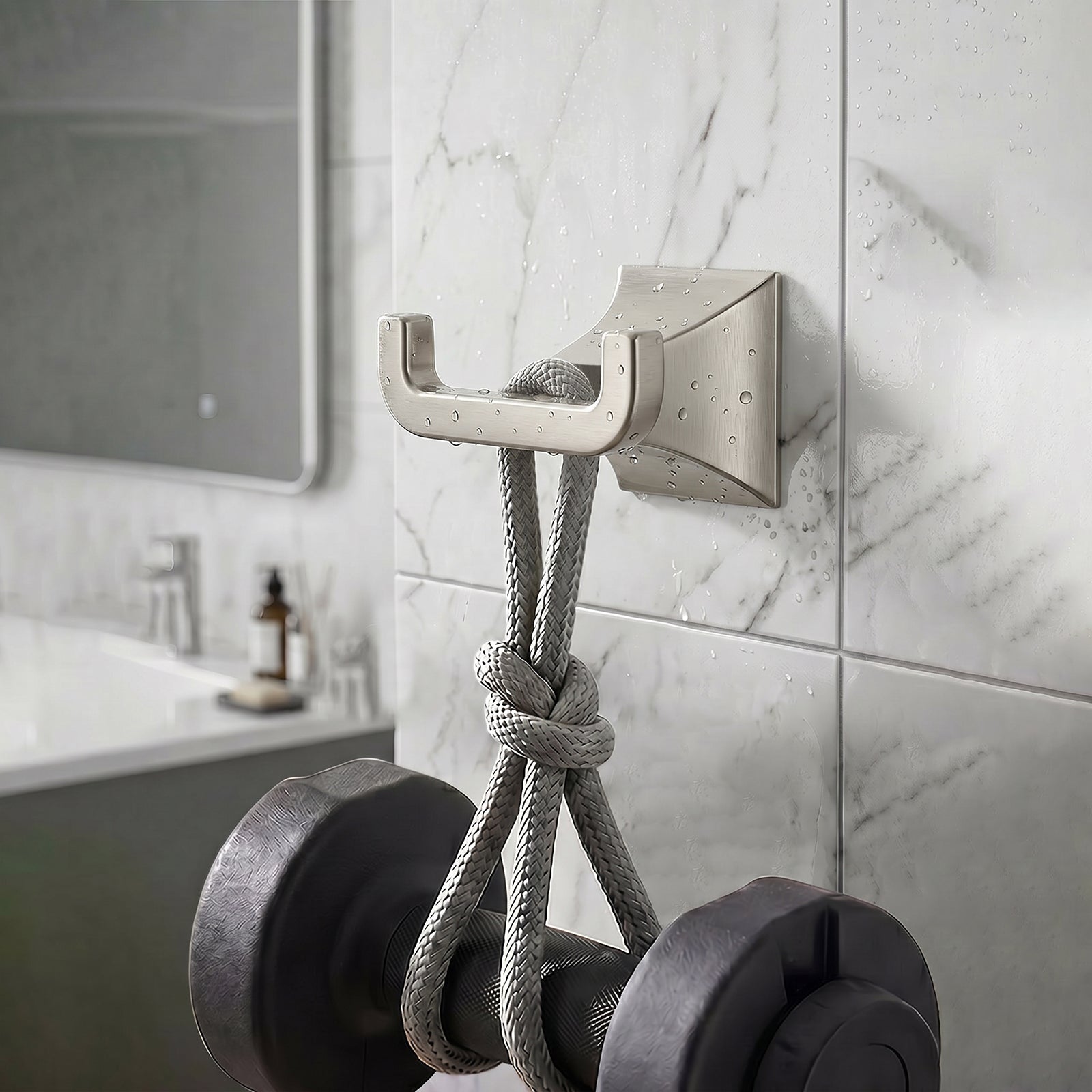 Bathroom Robe Hook, Contemporary Wall Mounted Towel Hook with Hidden Mounting Hardware