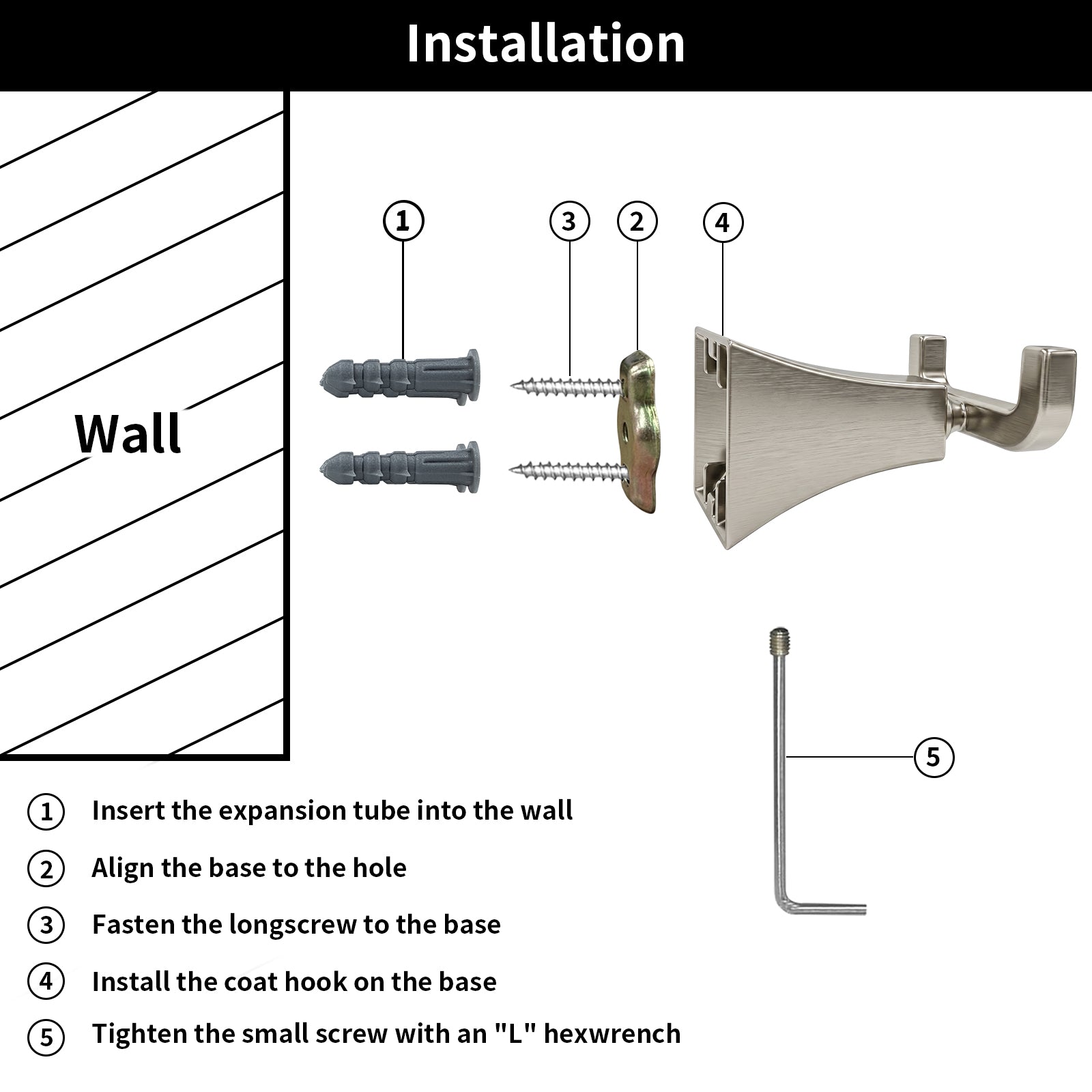 Bathroom Robe Hook, Contemporary Wall Mounted Towel Hook with Hidden Mounting Hardware
