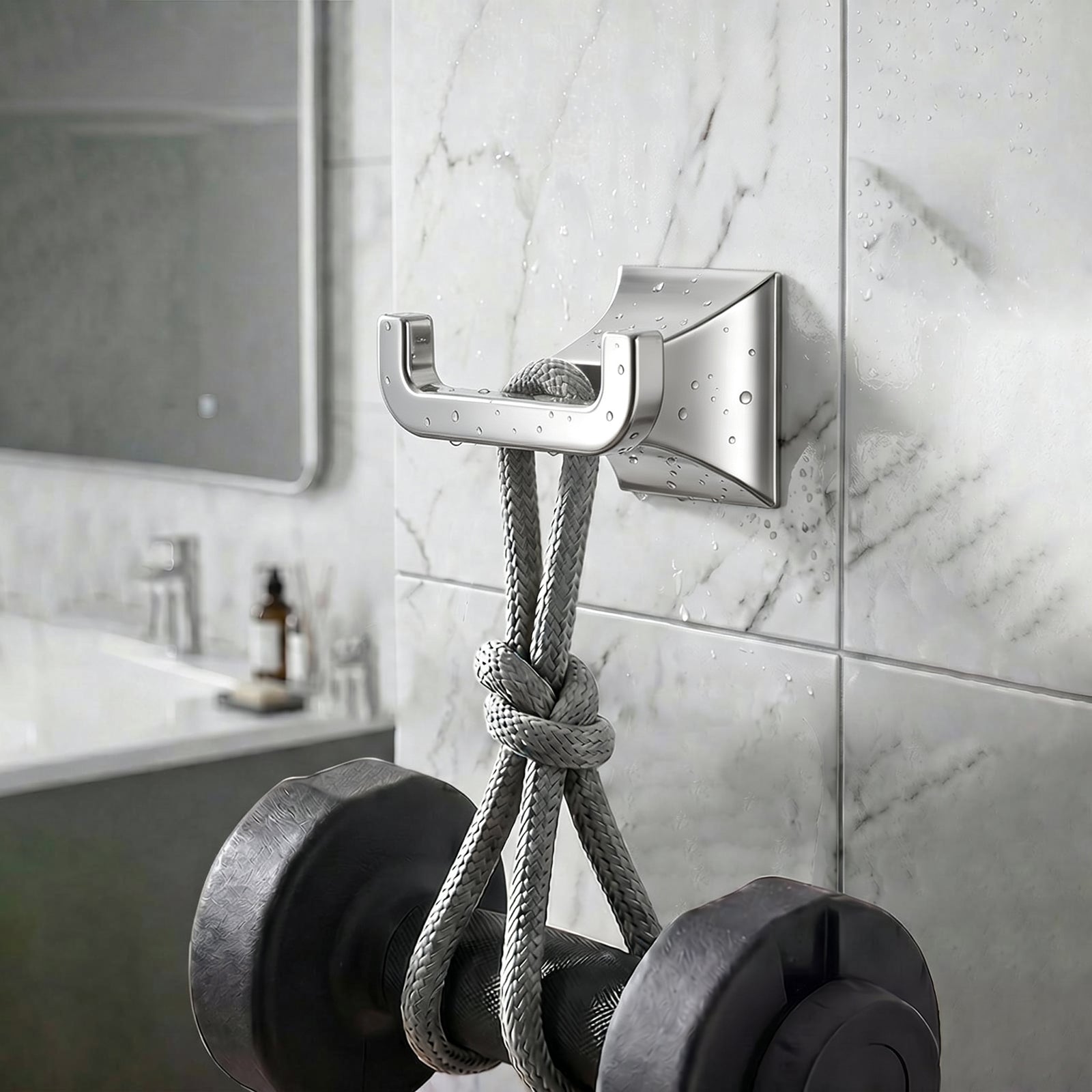 Bathroom Robe Hook, Contemporary Wall Mounted Towel Hook with Hidden Mounting Hardware