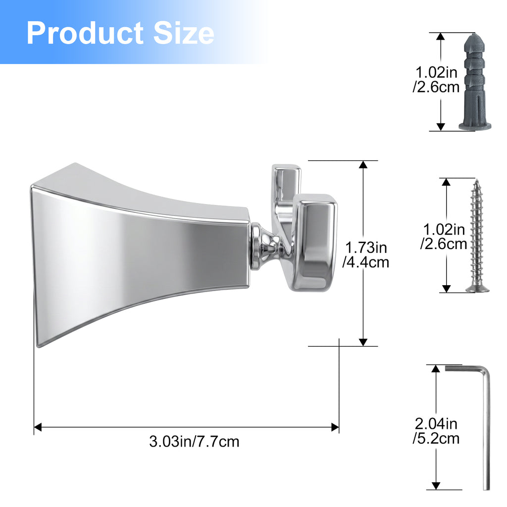 Bathroom Robe Hook, Contemporary Wall Mounted Towel Hook with Hidden Mounting Hardware