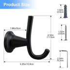 Wall Mounted Coat Hook, Bathroom Robe Hook for Towels and Clothing, Metal Utility Hook for Closet, Bedroom, Entryway
