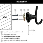 Wall Mounted Coat Hook, Bathroom Robe Hook for Towels and Clothing, Metal Utility Hook for Closet, Bedroom, Entryway