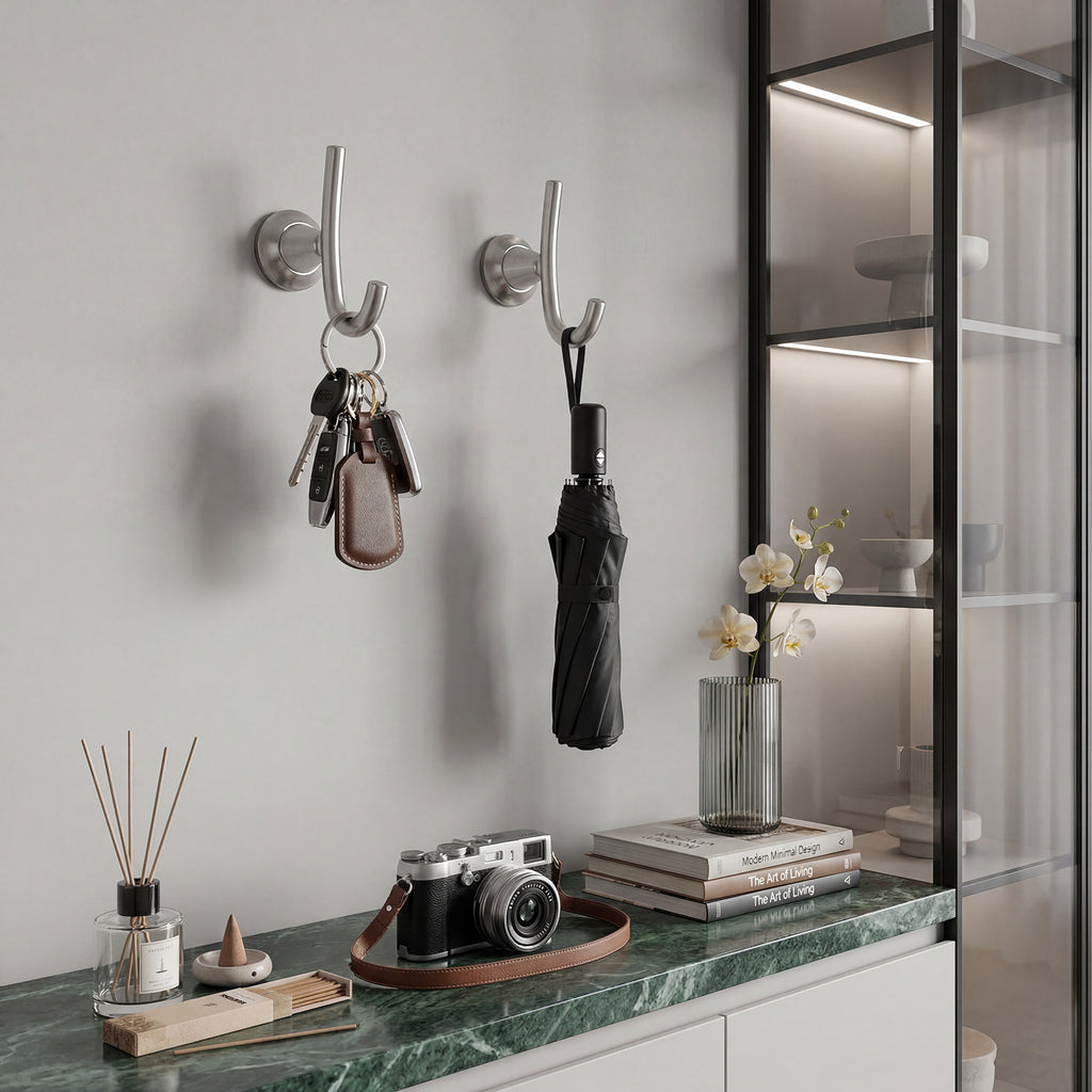 Wall Mounted Coat Hook, Bathroom Robe Hook for Towels and Clothing, Metal Utility Hook for Closet, Bedroom, Entryway