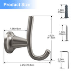 Wall Mounted Coat Hook, Bathroom Robe Hook for Towels and Clothing, Metal Utility Hook for Closet, Bedroom, Entryway