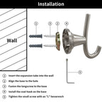 Wall Mounted Coat Hook, Bathroom Robe Hook for Towels and Clothing, Metal Utility Hook for Closet, Bedroom, Entryway