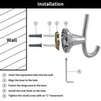 Wall Mounted Coat Hook, Bathroom Robe Hook for Towels and Clothing, Metal Utility Hook for Closet, Bedroom, Entryway