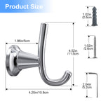 Wall Mounted Coat Hook, Bathroom Robe Hook for Towels and Clothing, Metal Utility Hook for Closet, Bedroom, Entryway