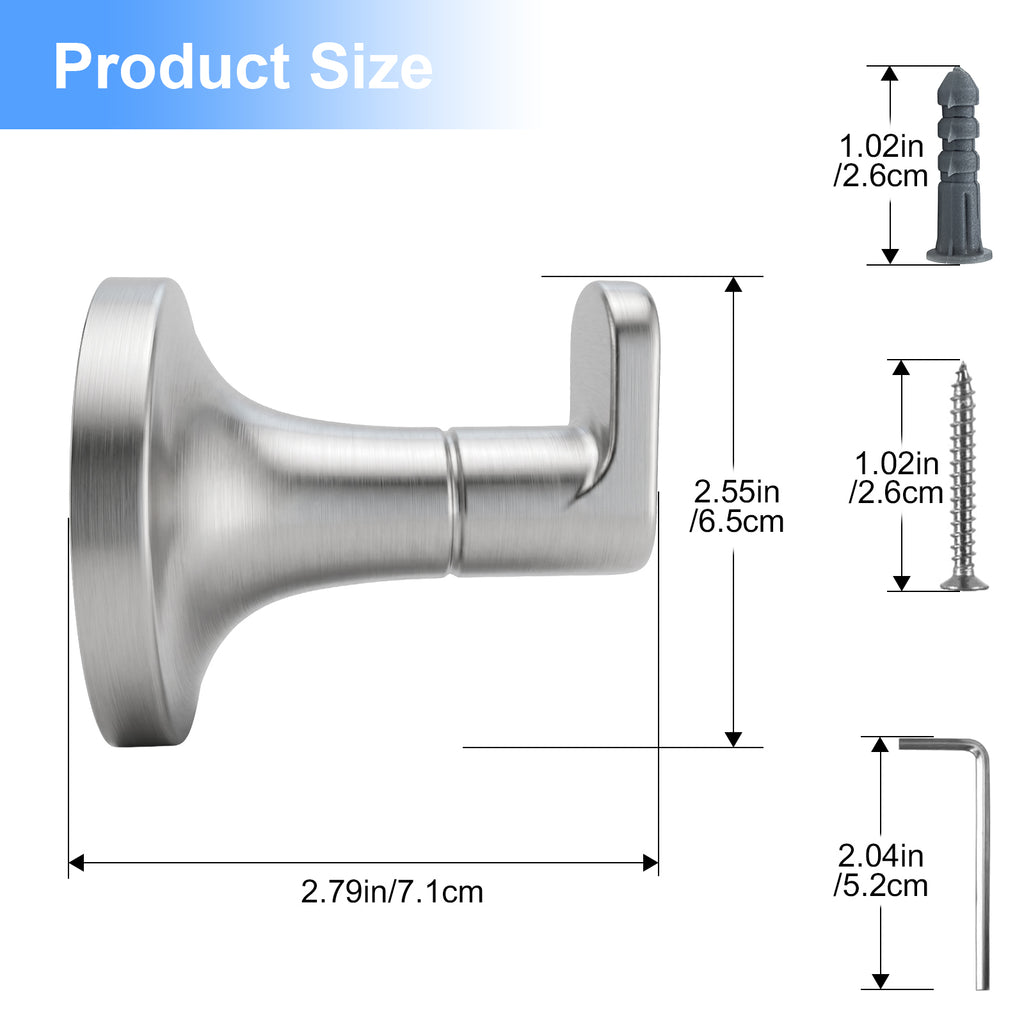 Minimalist Bathroom Towel Hook, Wall Mounted Robe Hook for Towels and Bathrobes,