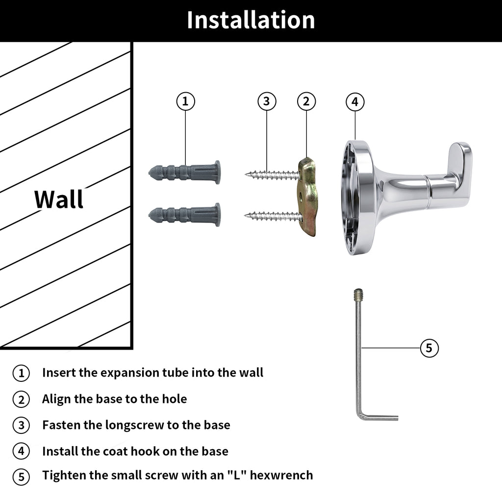 Minimalist Bathroom Towel Hook, Wall Mounted Robe Hook for Towels and Bathrobes,