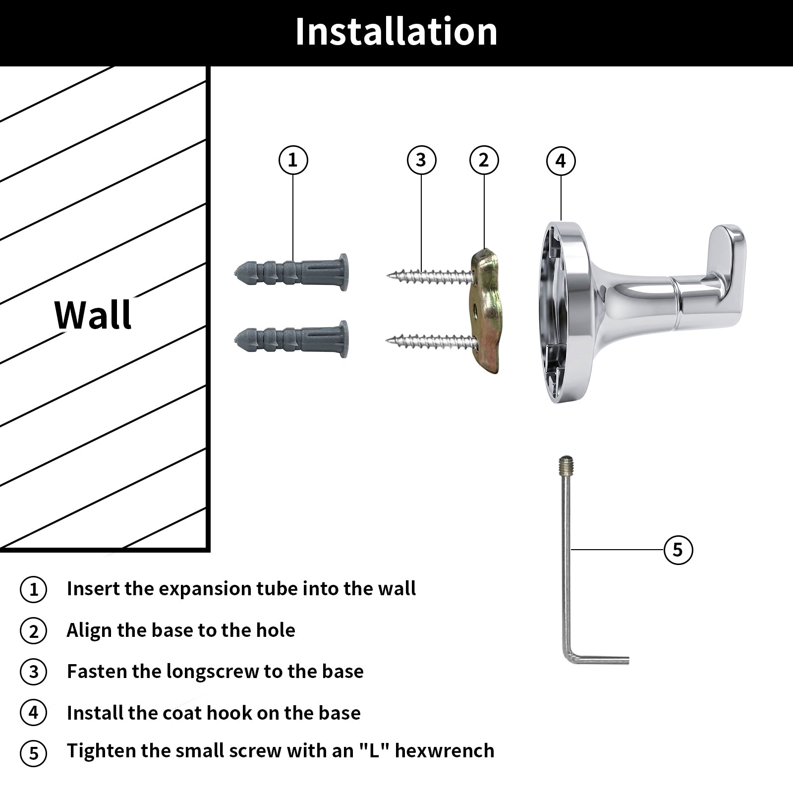 Minimalist Bathroom Towel Hook, Wall Mounted Robe Hook for Towels and Bathrobes,