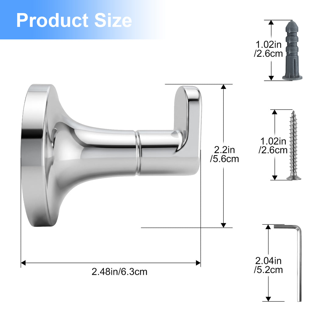 Minimalist Bathroom Towel Hook, Wall Mounted Robe Hook for Towels and Bathrobes,