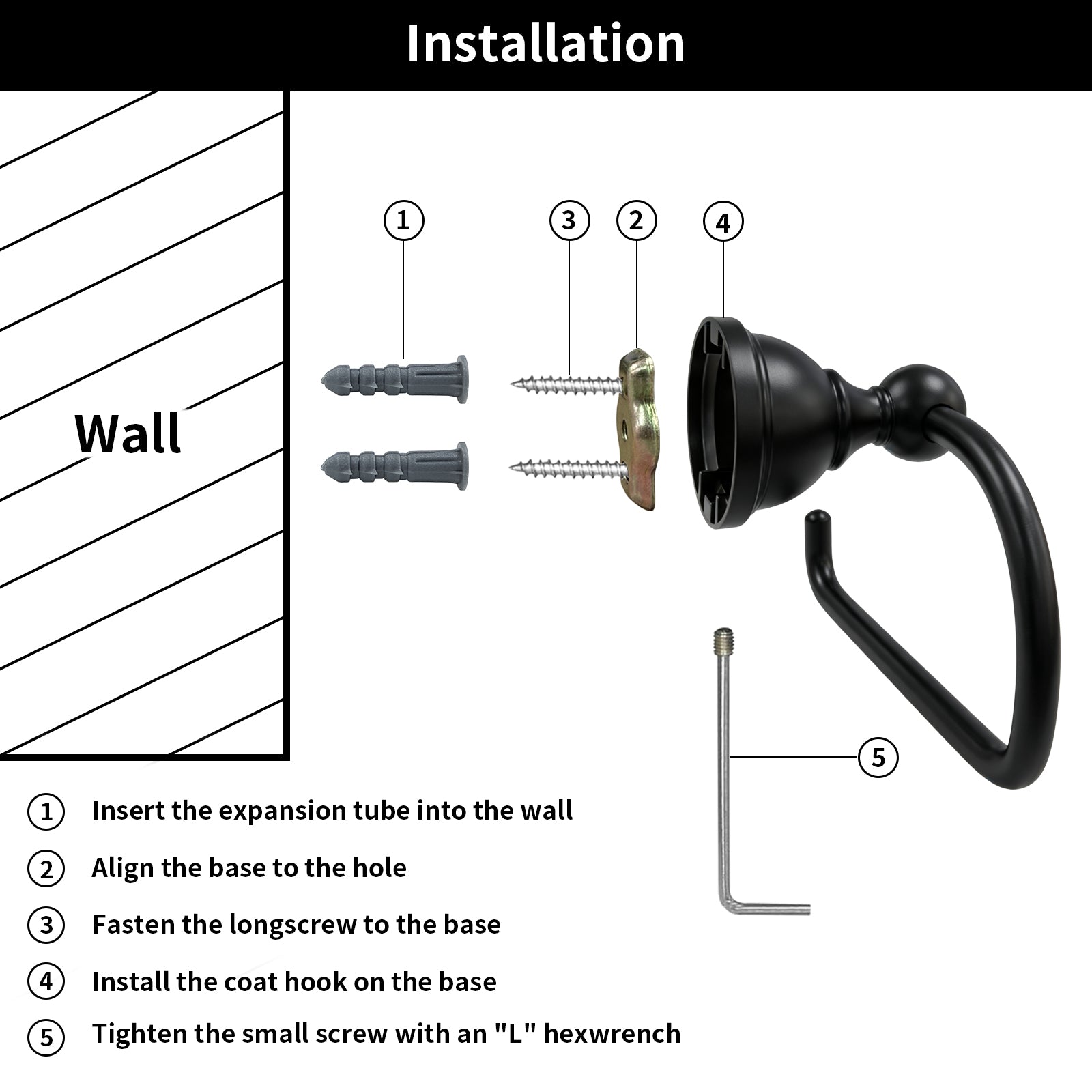 Wall Mounted Toilet Paper Holder, Modern Bathroom Tissue Roll Holder with Open End Design