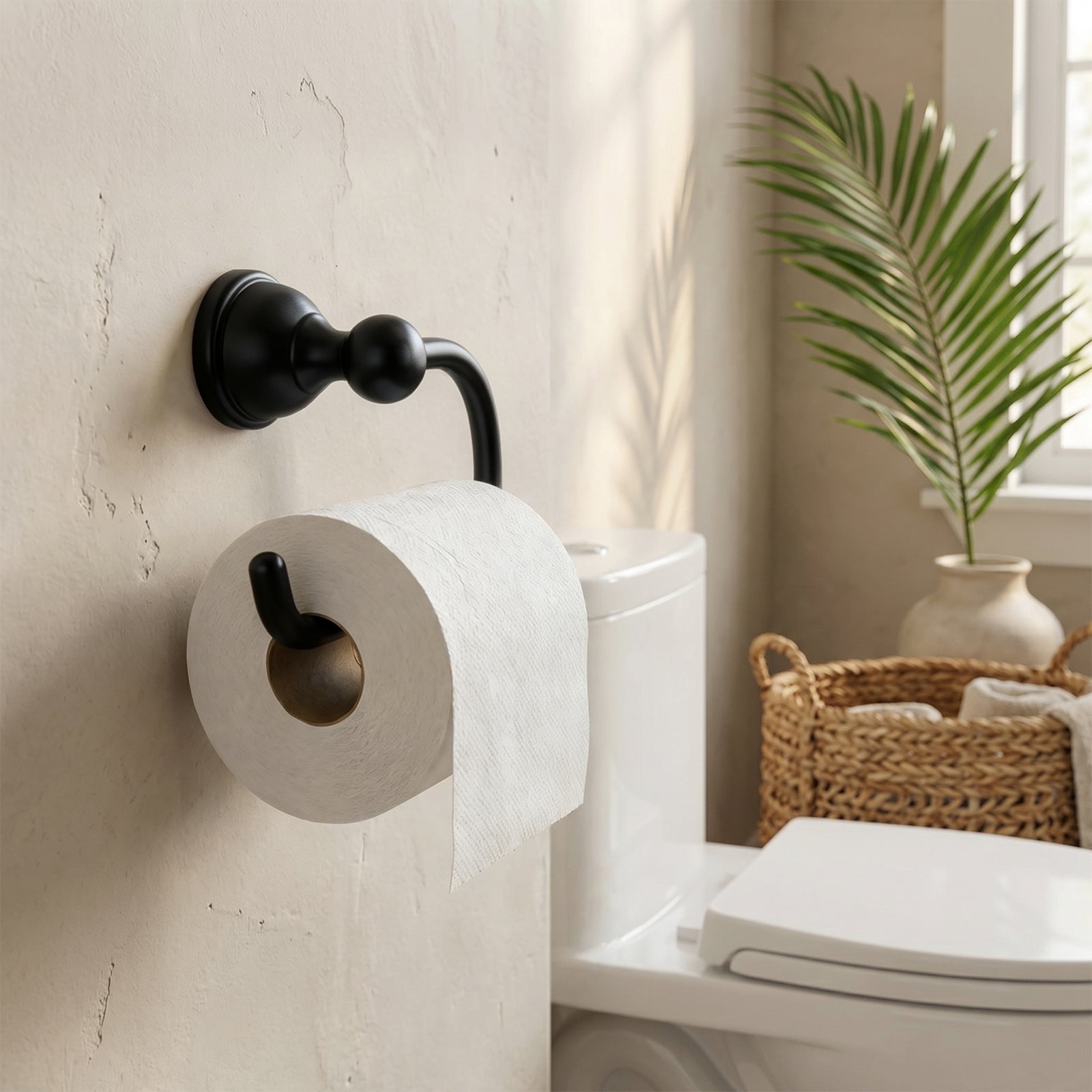 Wall Mounted Toilet Paper Holder, Modern Bathroom Tissue Roll Holder with Open End Design