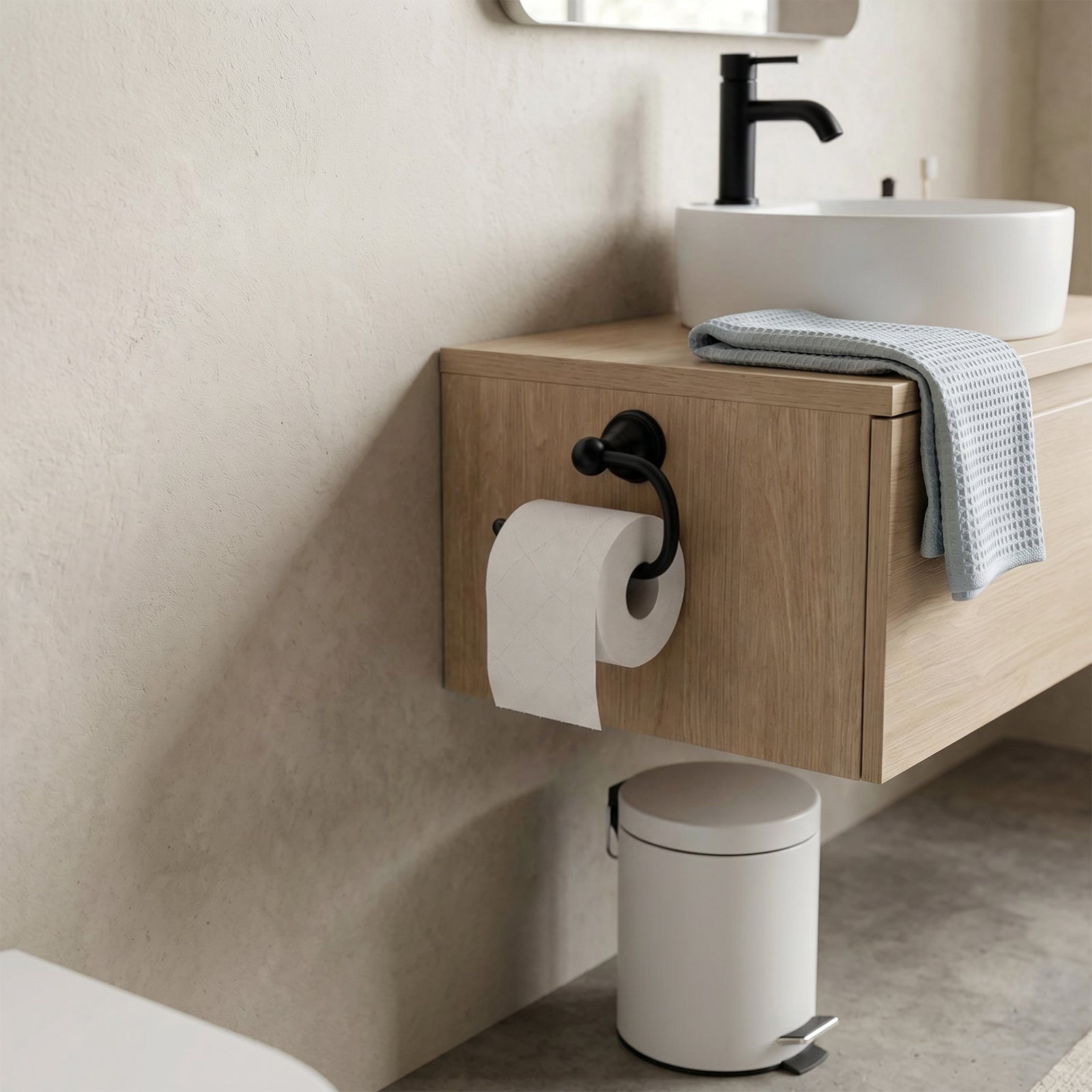 Wall Mounted Toilet Paper Holder, Modern Bathroom Tissue Roll Holder with Open End Design