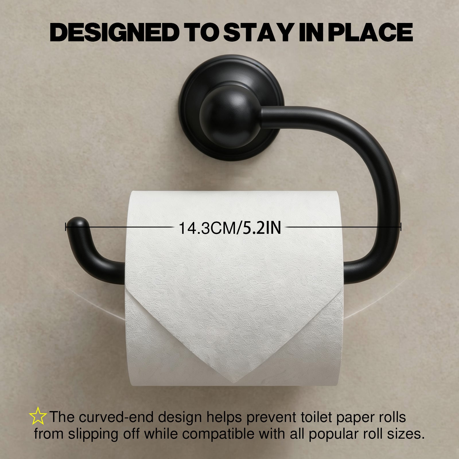 Wall Mounted Toilet Paper Holder, Modern Bathroom Tissue Roll Holder with Open End Design