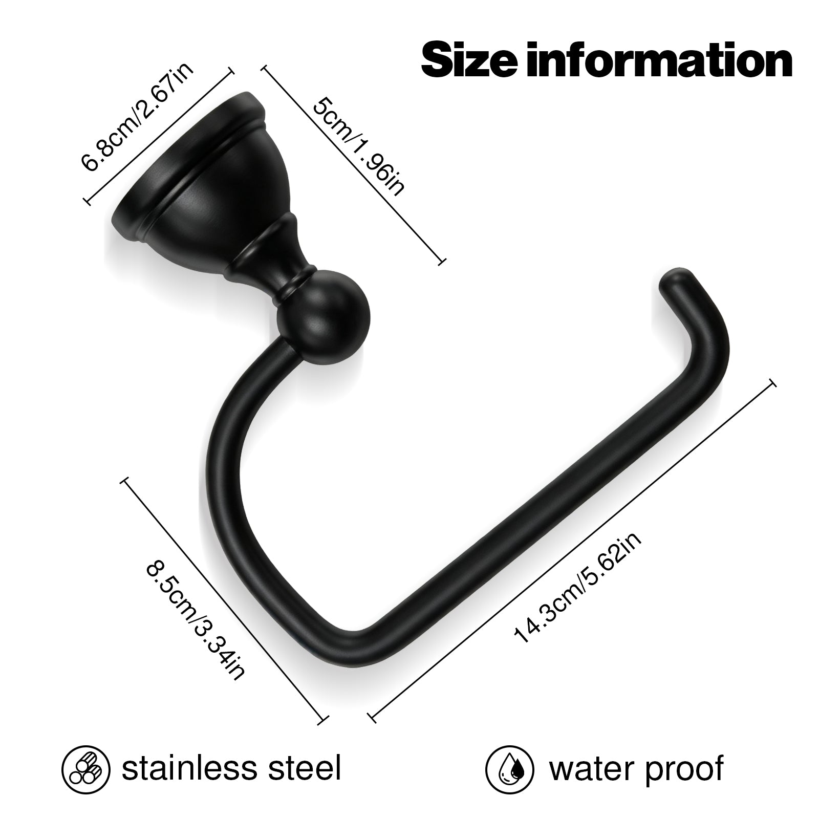 Wall Mounted Toilet Paper Holder, Modern Bathroom Tissue Roll Holder with Open End Design