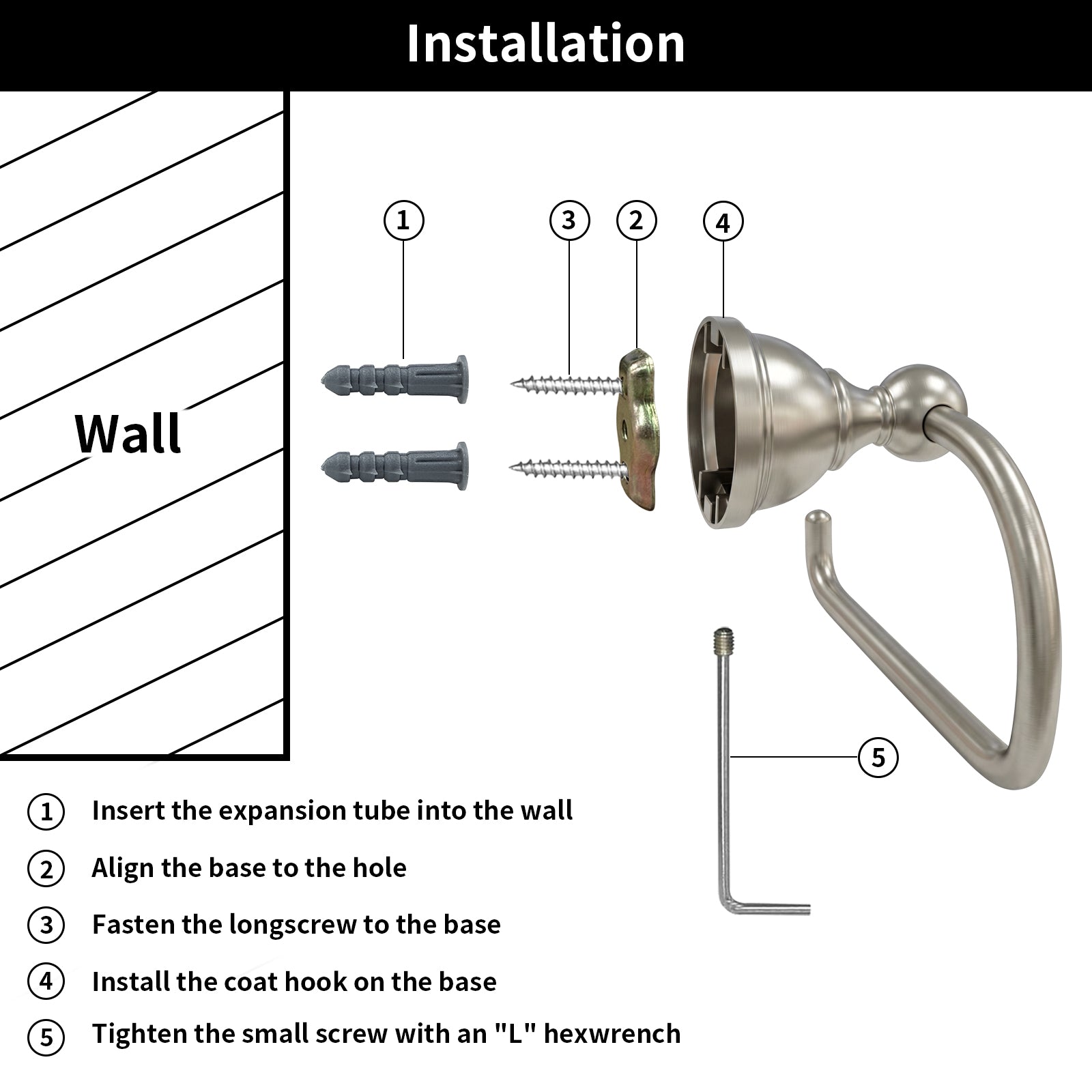 Wall Mounted Toilet Paper Holder, Modern Bathroom Tissue Roll Holder with Open End Design