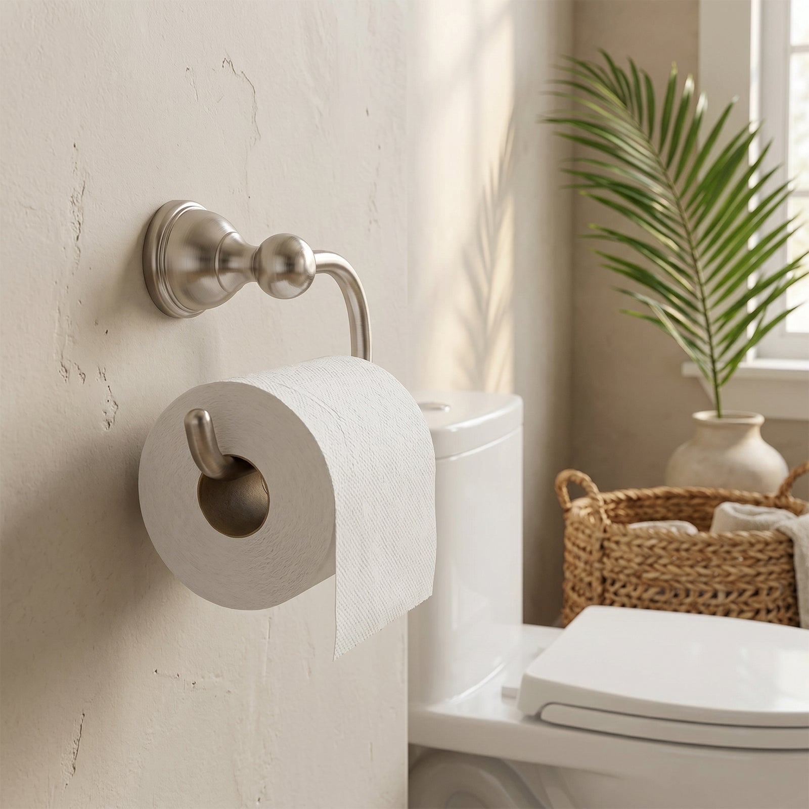 Wall Mounted Toilet Paper Holder, Modern Bathroom Tissue Roll Holder with Open End Design
