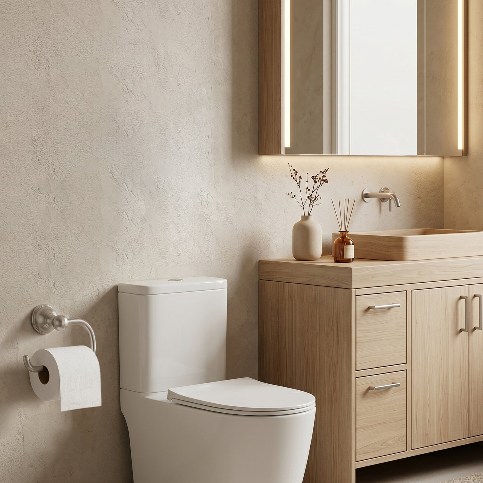 Wall Mounted Toilet Paper Holder, Modern Bathroom Tissue Roll Holder with Open End Design